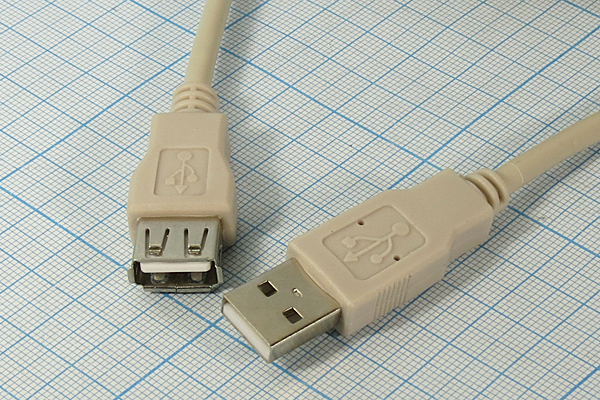 шнур шт USB A-гн USB A\1,8м\\сер/пл\сер\PREM5-905