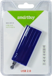 шнур шт USB A-гн USB Ax4\0,83м\HAB\син\Smartbuy\
