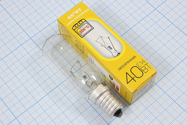 Л 220В\E14\ 40Вт\\  360лм\25x82\ЛН\\для духовок